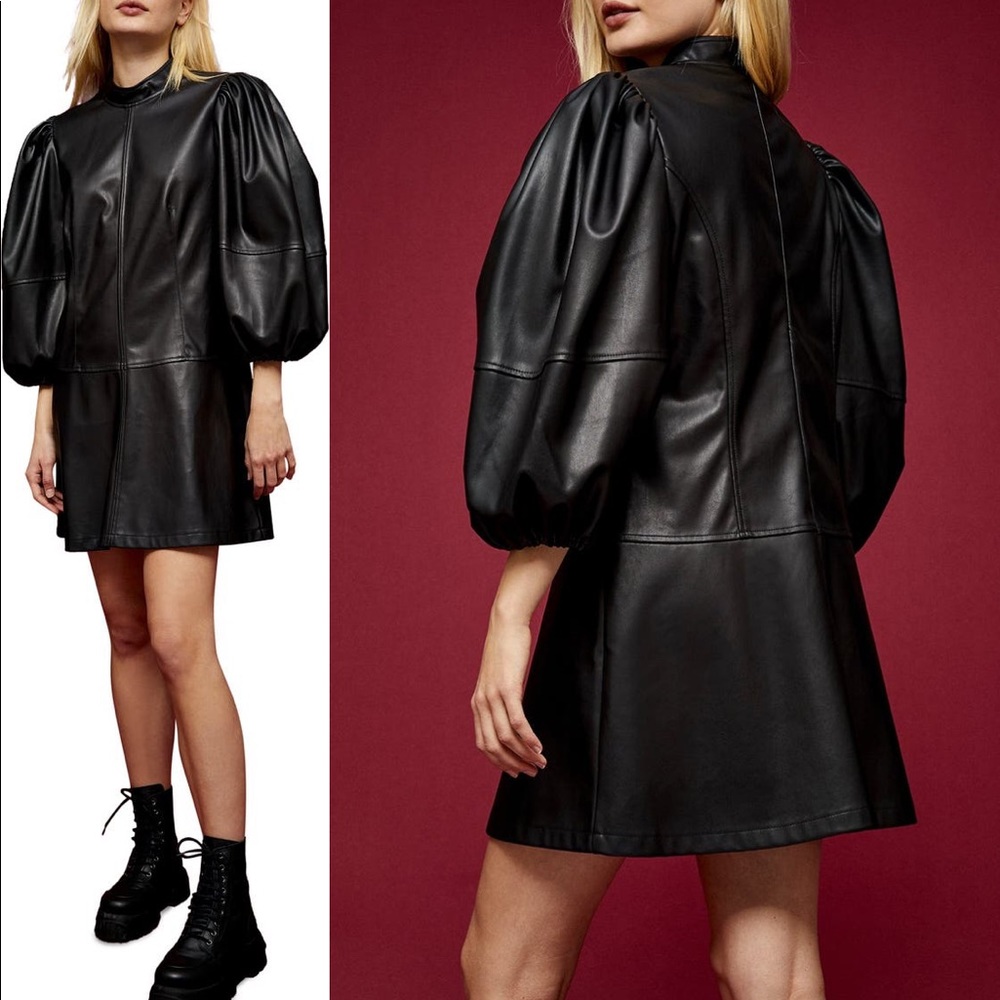 Black faux leather dress